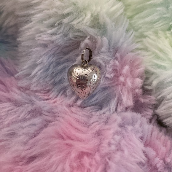 Girl's Sterling Silver Puff Heart Charm Necklace - Adjustable 14-18 Inch Chain In Gift Box - View #7